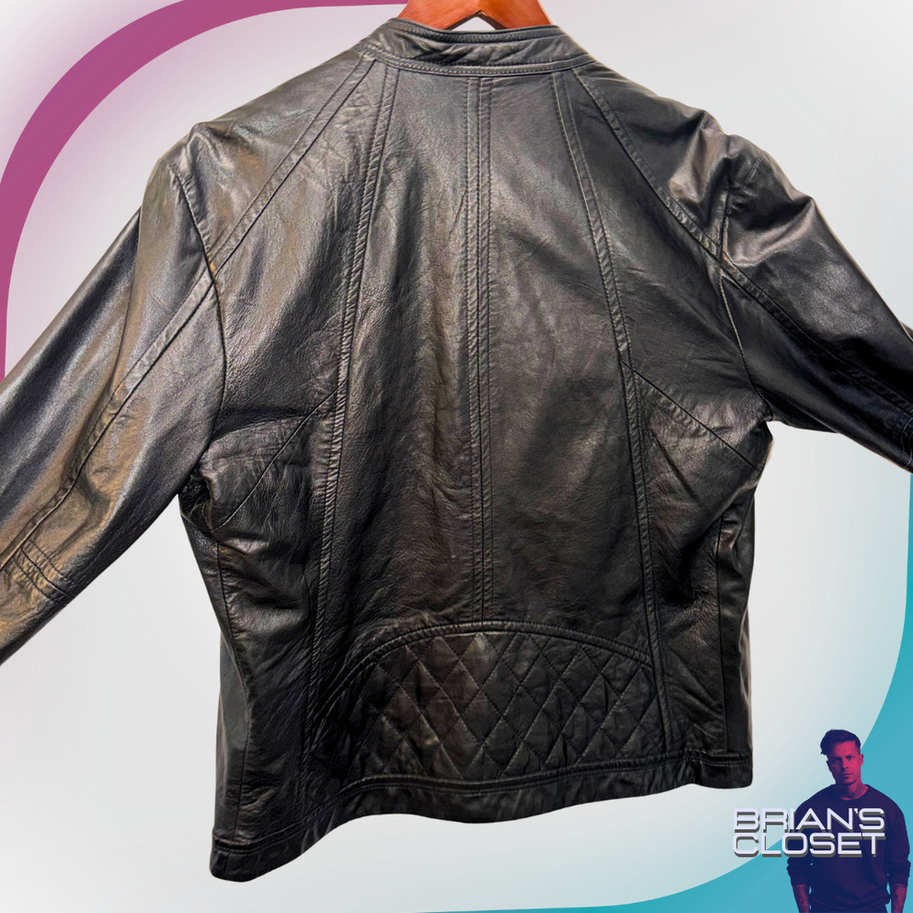 DIESEL Men's Leather Motorcycle Jacket in Black - L - Picture 12 of 15